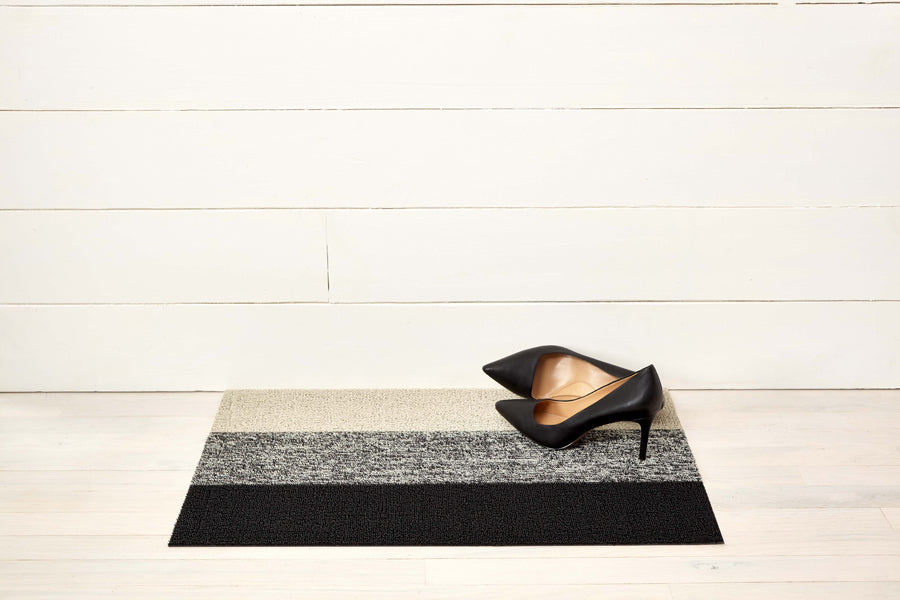 Marbled Stripe Shag Floor Mat by Chilewich, showing marbled stripe shag floor mat in live shot.