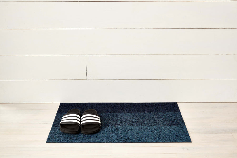 Marbled Stripe Shag Floor Mat by Chilewich, showing marbled stripe shag floor mat in live shot.