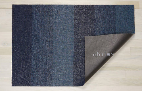 Marbled Stripe Shag Floor Mat by Chilewich - Bay Blue Stripe.