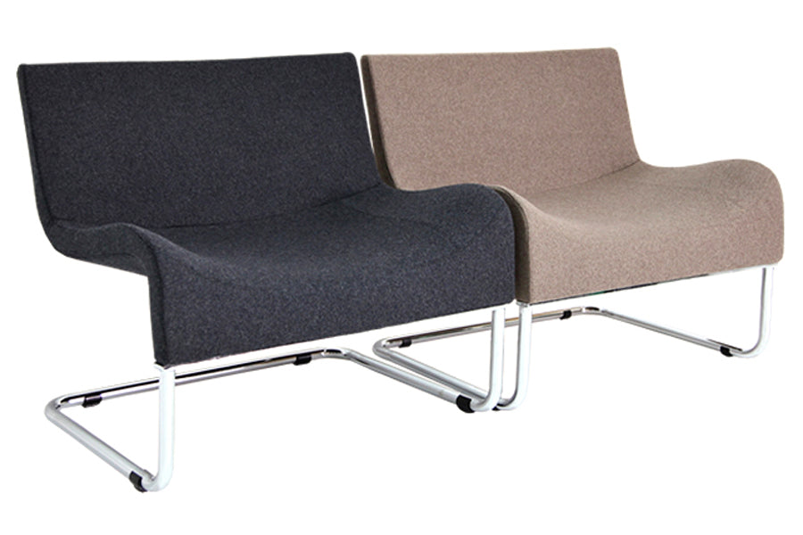 Marmaris Chair by SohoConcept, shown in dark grey wool and taupe wool.