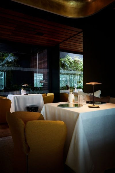 Ginger Portable Table Lamp by Marset, showing ginger portable table lamp in live shot.