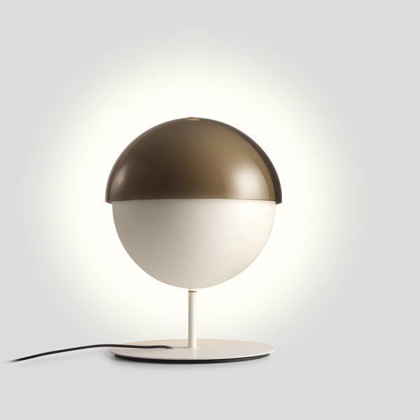 Theia Table Lamp by Marset, showing back view of white table lamp.
