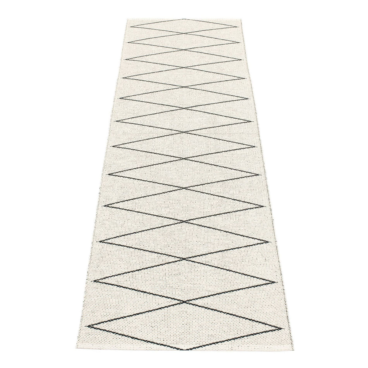 Max Black & Vanilla Runner Rug by Pappelina, showing back view of max black & vanilla runner rug.