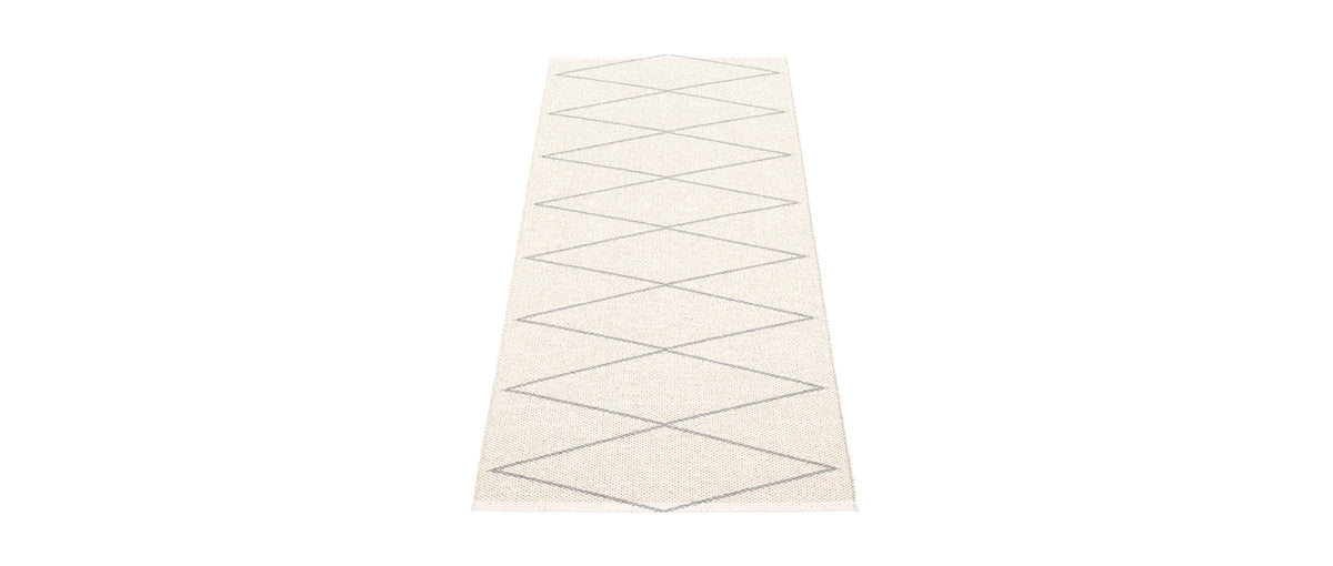 Max Grey & Vanilla Runner Rug by Pappelina, showing back view of max grey & vanilla runner rug.