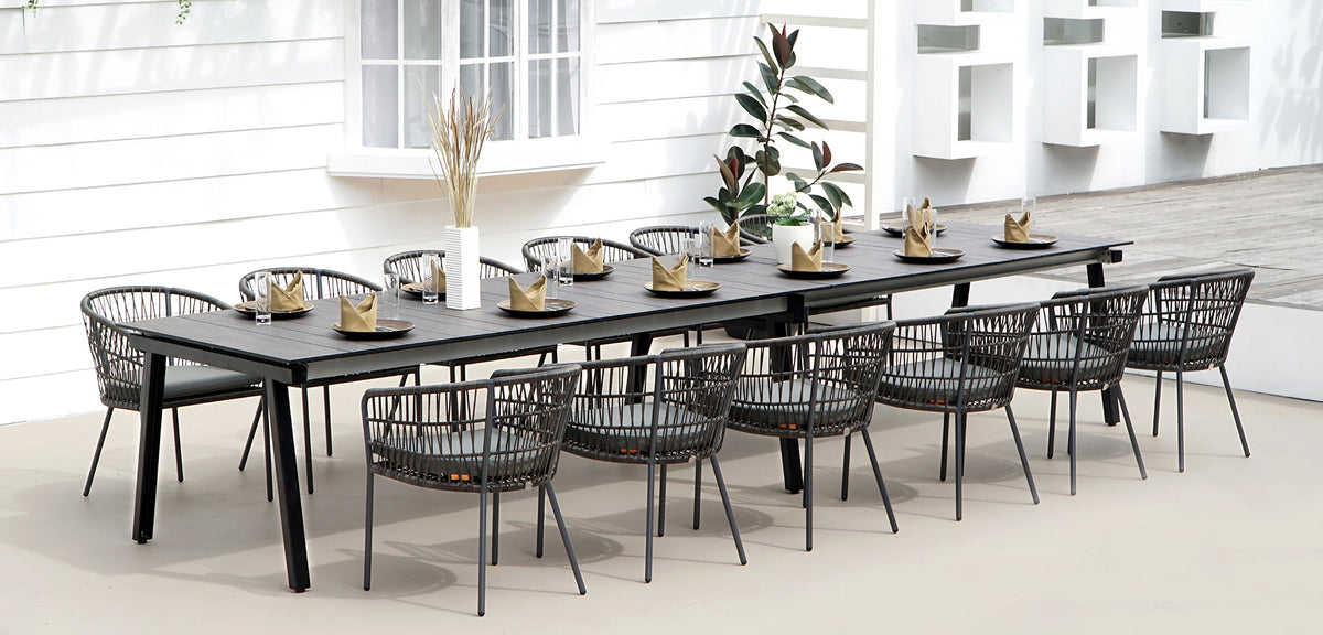Maxximus HPL Extension Dining Table by Mamagreen, showing maxximus hpl extension dining table in live shot.