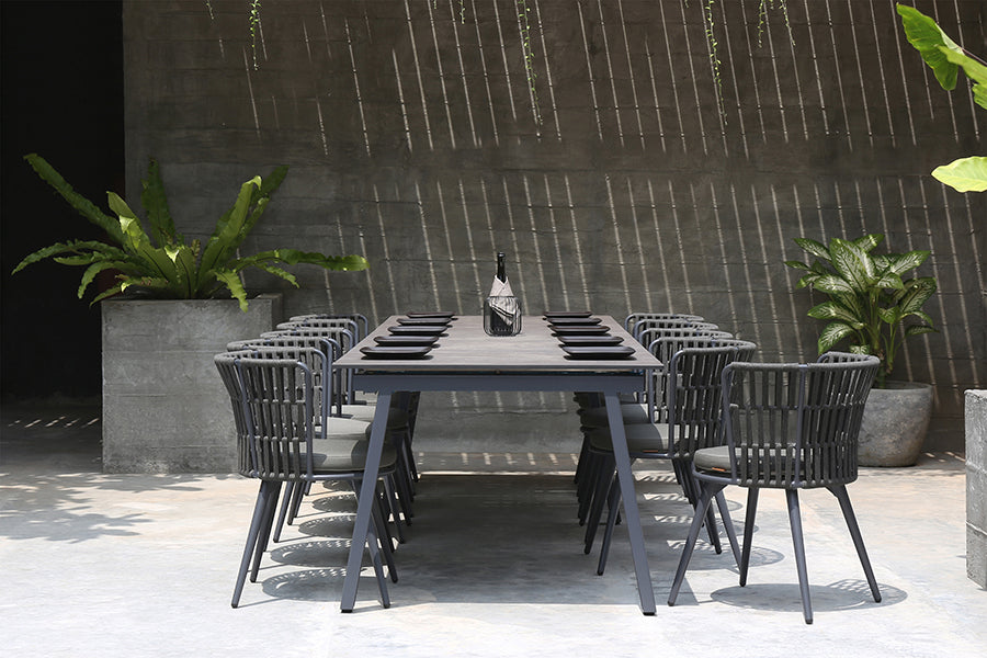 Maxximus HPL Extension Dining Table by Mamagreen, showing maxximus hpl extension dining table in live shot.