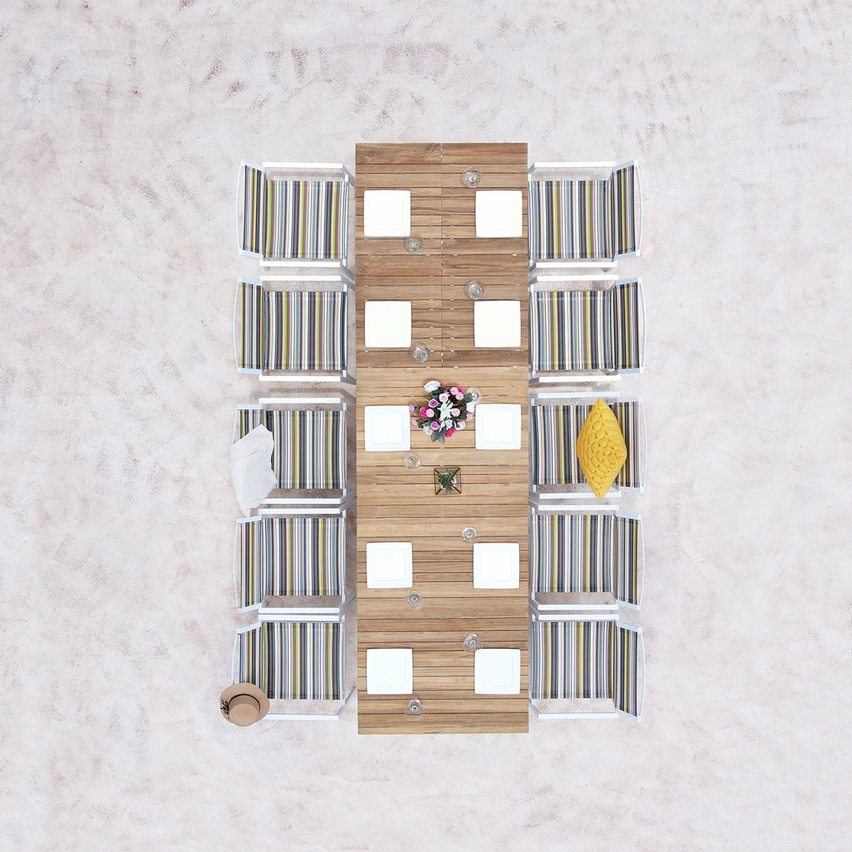 Maxximus Teak Extension Dining Table by Mamagreen, showing maxximus teak extension dining table in live shot.