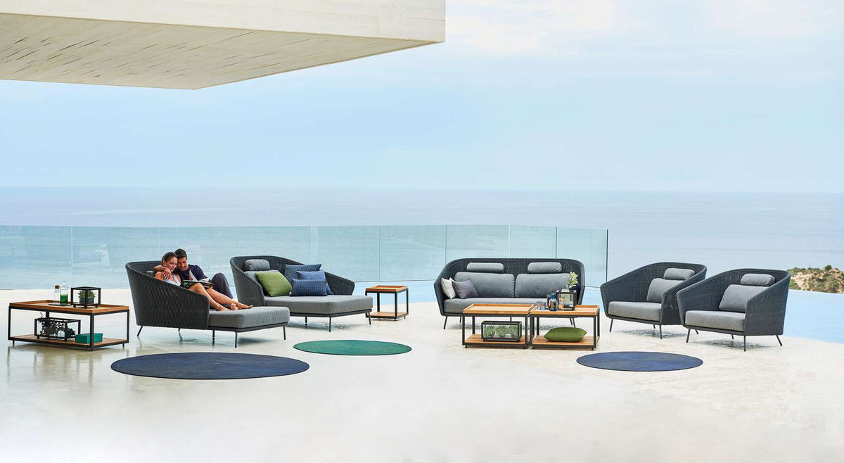 Mega 2 Seater Sofa by Cane-Line, showing mega 2 seater sofa in live shot.