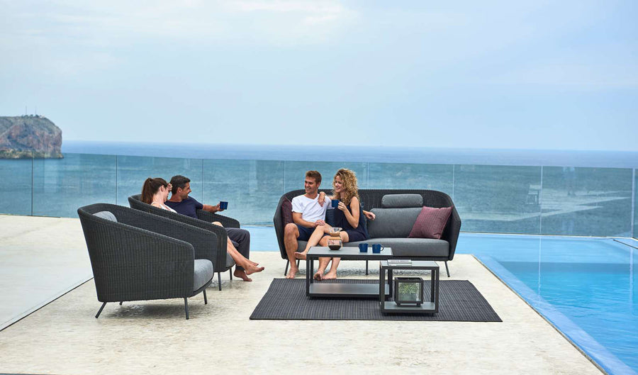 Mega 2 Seater Sofa by Cane-Line, showing mega 2 seater sofa in live shot.