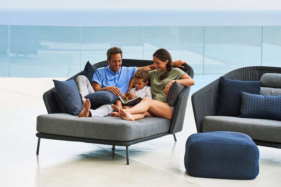 Mega 2 Seater Sofa by Cane-Line, showing mega 2 seater sofa in live shot.