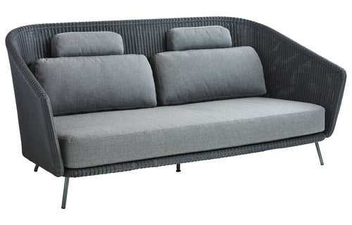 Mega 2 Seater Sofa by Cane-Line - Graphite Weave/Grey Cushions.