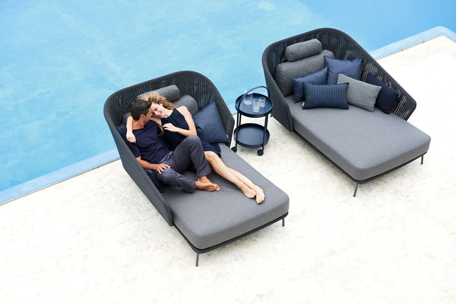 Mega Daybed by Cane-Line, showing mega daybeds in live shot.