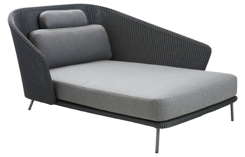 Mega Daybed by Cane-Line - Left Hand, Graphite Weave/Grey Cushions.