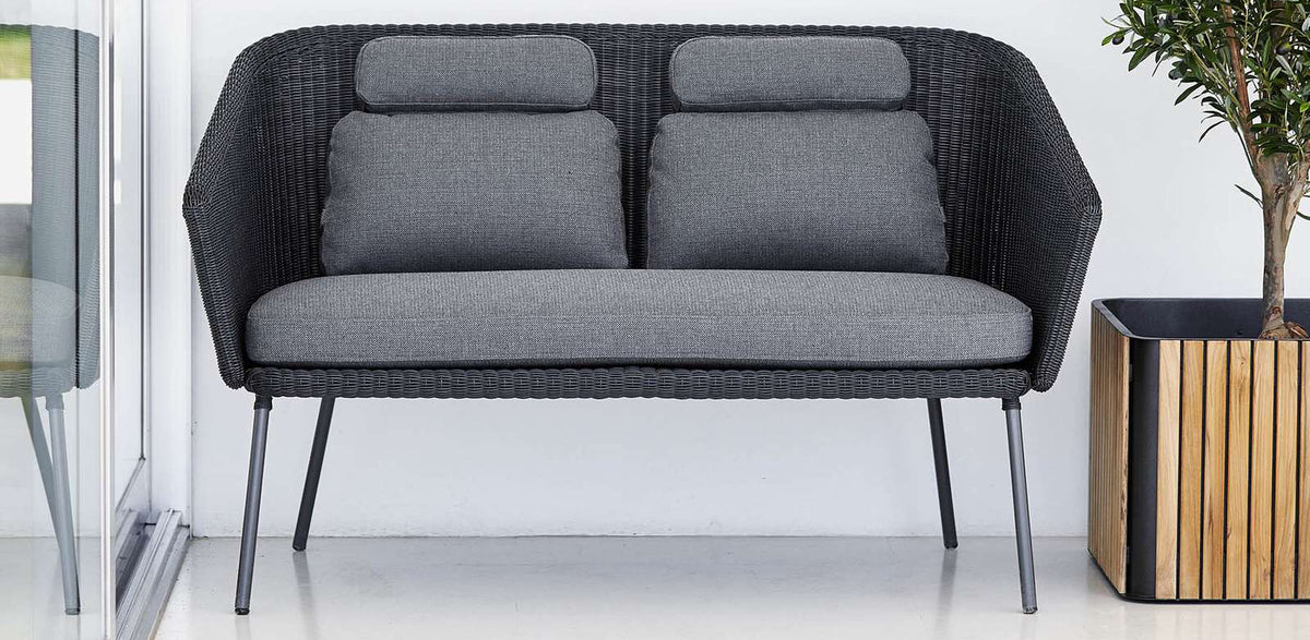 Mega Dining Bench by Cane-Line, showing mega dining bench in live shot.