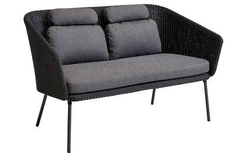 Mega Dining Bench by Cane-Line - Grey Weave/Grey Cushions.