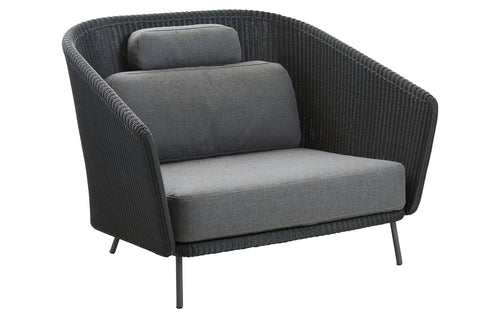 Mega Lounge Chair by Cane-Line - Graphite Weave/Grey SoftTouch Cushions.