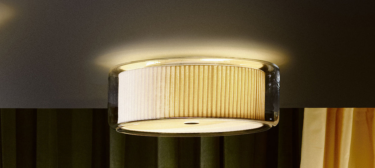Mercer C Ceiling Lamp by Marset, showing mercer c ceiling lamp in live shot.