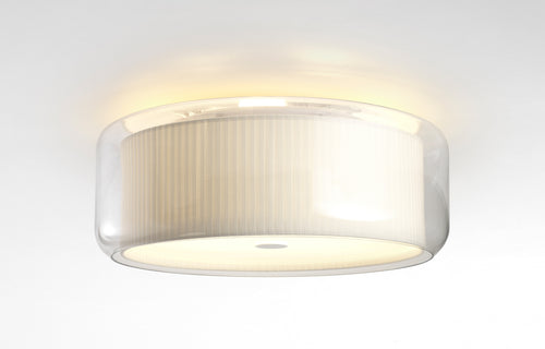 Mercer C Ceiling Lamp by Marset - Pleated White Cotton Shade.