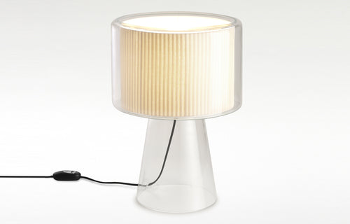 Mercer Table Lamp by Marset - Pleated White Cotton Shade.