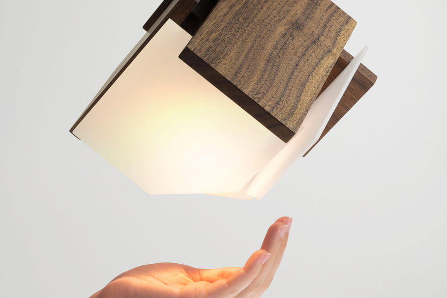 Mica L Pendant by Cerno, showing mica l pendant in live shot.