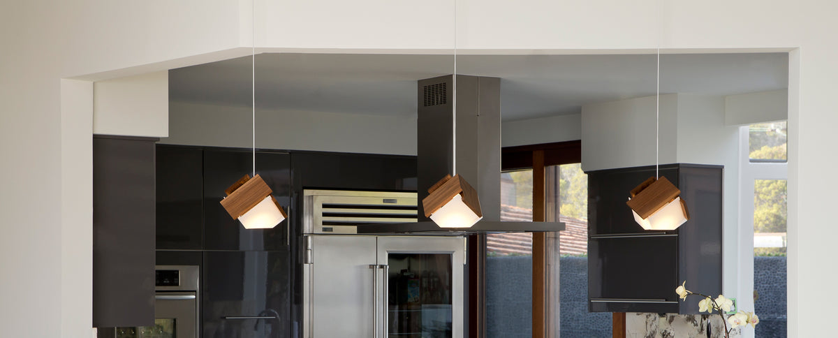 Mica L Pendant by Cerno, showing mica l pendants in live shot.