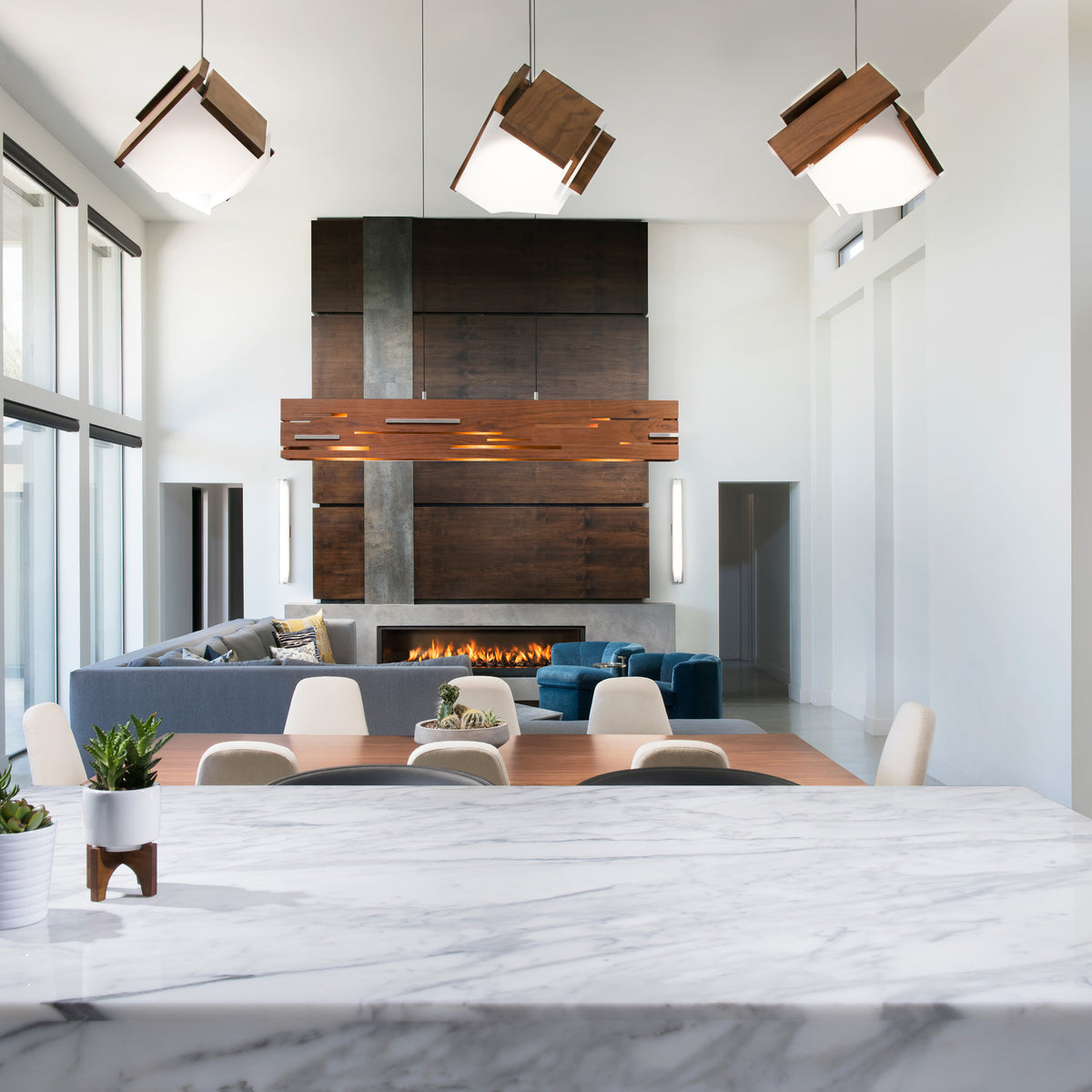 Mica L Pendant by Cerno, showing mica l pendants in live shot.