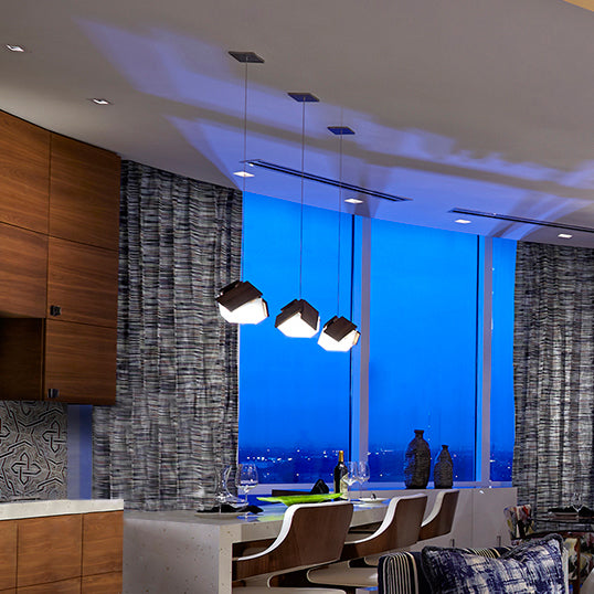 Mica LED Accent Pendant by Cerno, showing mica led accent pendants in live shot.
