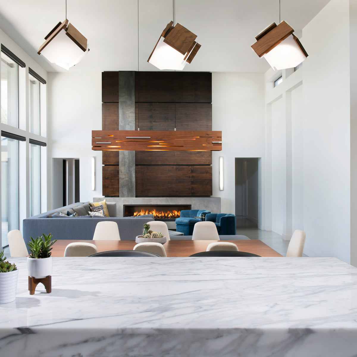 Mica LED Accent Pendant by Cerno, showing mica led accent pendants in live shot.