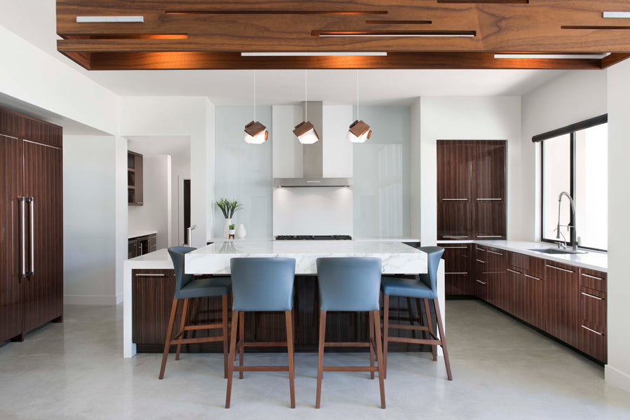 Mica LED Accent Pendant by Cerno, showing mica led accent pendants in live shot.