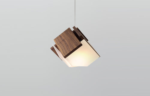 Mica LED Accent Pendant by Cerno - Walnut Wood.