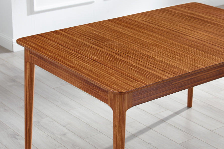 Mija Extensible Dining Table by Greenington, showing closeup view of mija extensible dining table in live shot.