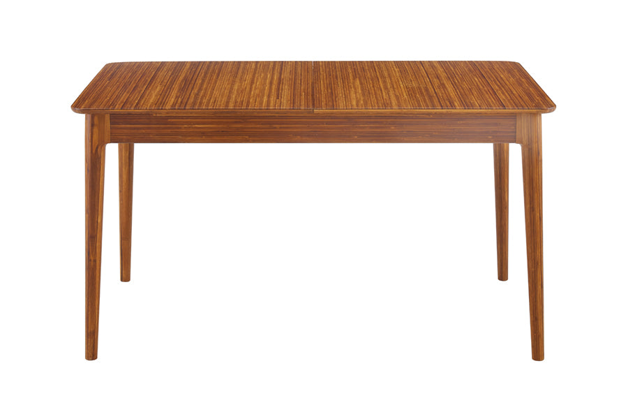 Mija Extensible Dining Table by Greenington, showing front view of mija extensible dining table in amber.