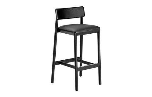 Mika Stool by B&T - Dark Gray New King Eco-Leather + Black Stained Ashwood.