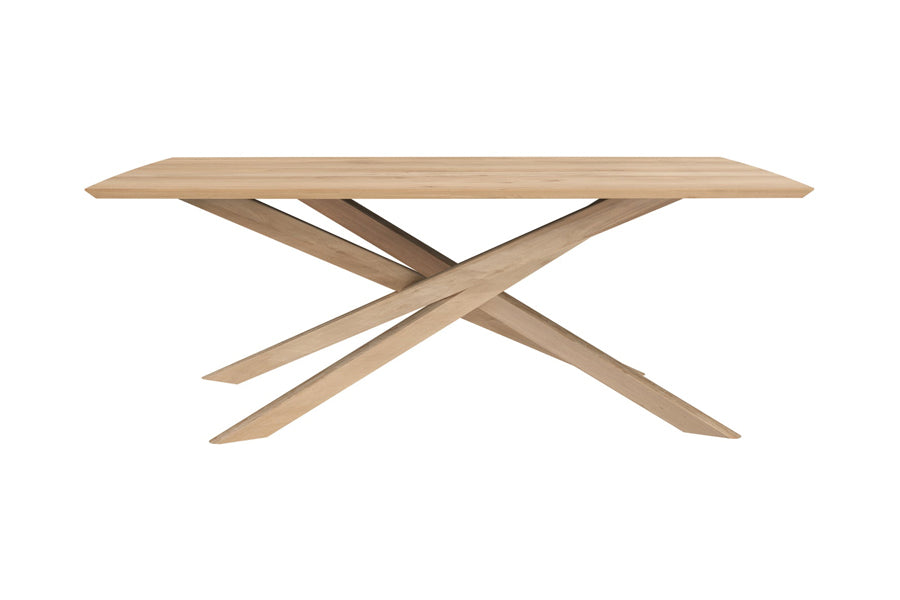 Mikado Dining Table by Ethnicraft, showing front view of mikado dining table in 80" x 42" rectangular.