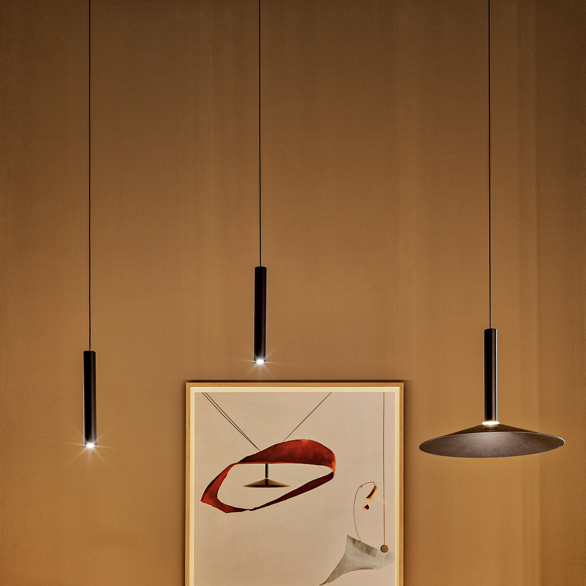 Milana Dimmable Pendant Light by Marset, showing milana dimmable pendant lights in live shot.