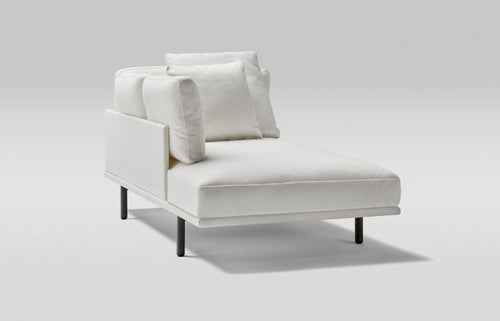 Long Island Module Sunbed Sofa with Right Armrest by Point, showing right angle view of long island module sunbed sofa with right armrest.