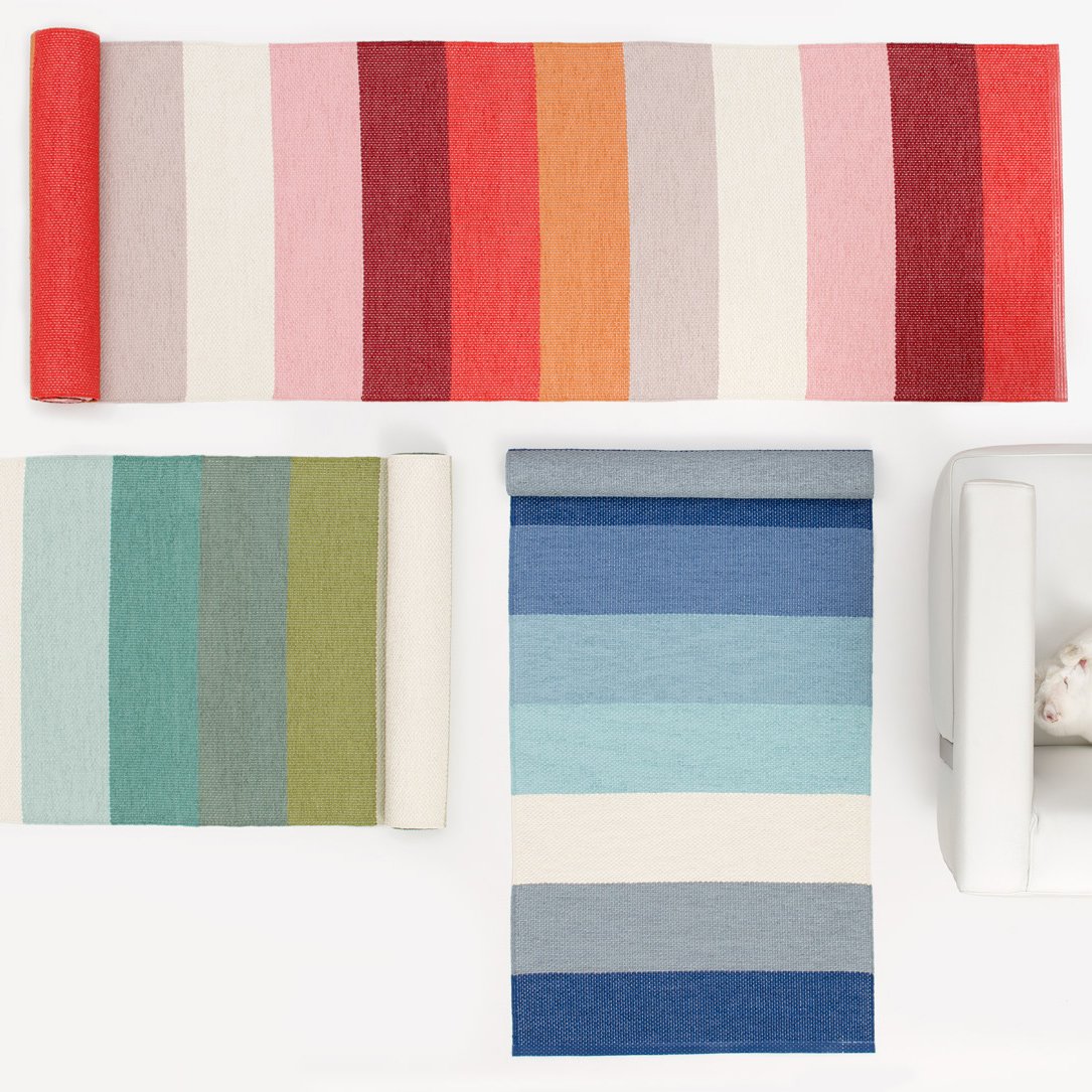 Molly Sunset Runner Rug by Pappelina, showing top view of molly sunset runner rug in studio shot.