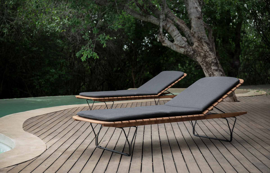 Molo Outdoor 5-Position Sunbed by Houe, showing molo 5-position sunbeds in lve shot.