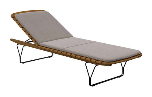 Molo Outdoor 5-Position Sunbed by Houe - No Wheel Set, Ash Sunbrella Heritage Fabric/Bamboo Wood.