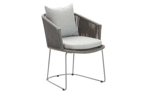 Moments Dining Armchair by Cane-Line - Grey Soft Rope, Light Grey Plain Natte Set.