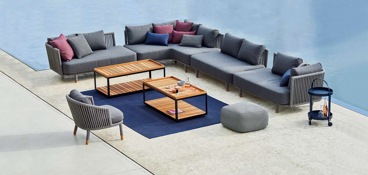 Moments Outdoor Sectional by Cane-Line, showing moments outdoor sectional in live shot.