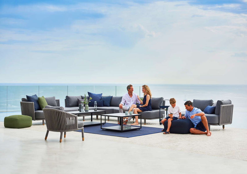 Moments Outdoor Sectional by Cane-Line, showing moments outdoor sectional in live shot.