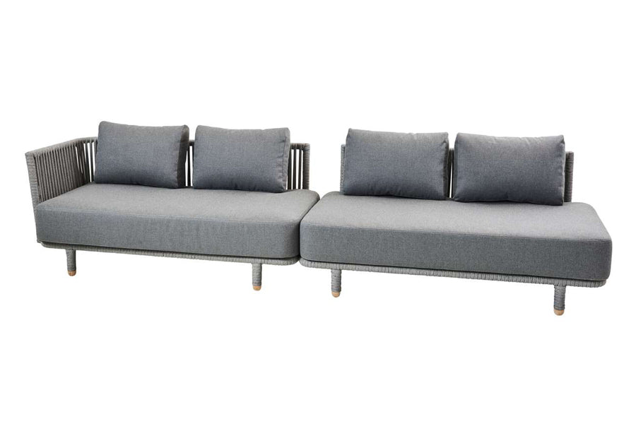 Moments Outdoor Sectional by Cane-Line, showing moments outdoor sectional in grey airtouch cushion set.