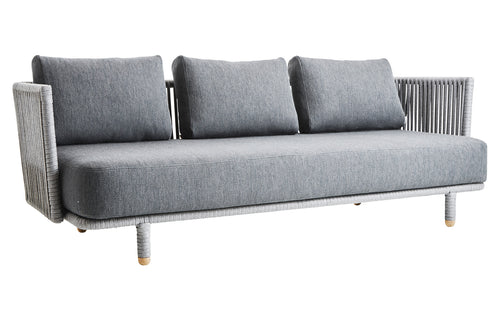 Moments Outdoor 3-Seater Sofa by Cane-Line - Grey Soft Rope/Cushion Set, No Extra Cushion.