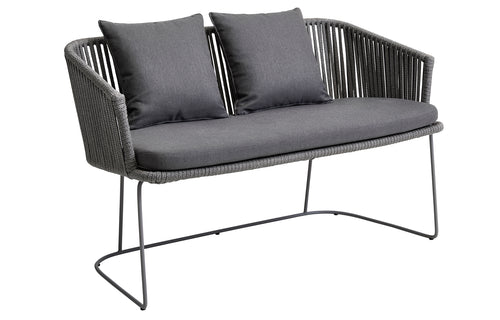 Moments Outdoor Dining Bench by Cane-Line - Grey Natte Cushion Set.