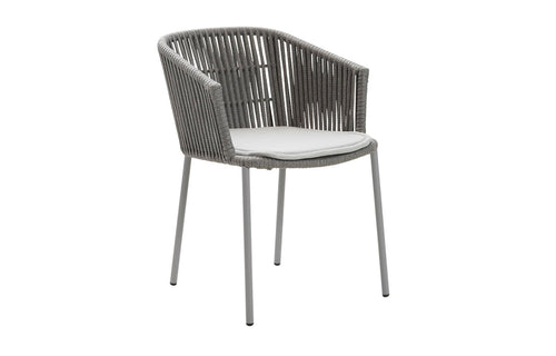 Moments Stackable Dining Armchair by Cane-Line - Grey Soft Rope, Light Grey Natte Seat.