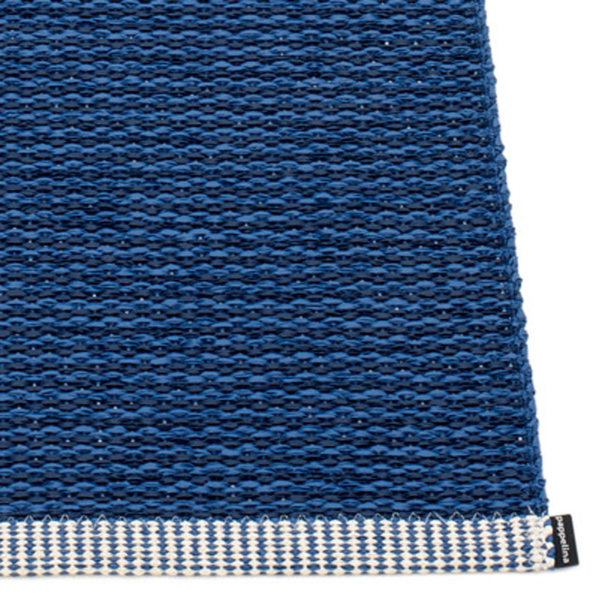 Mono Dark Blue & Denim Rug by Pappelina, showing closeup view of mono dark blue & denim rug.