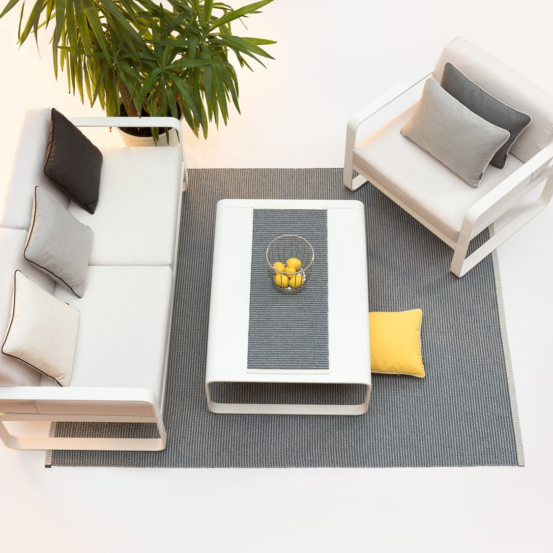 Mono Granit Rug by Pappelina, showing top view of mono granit rug in live shot.