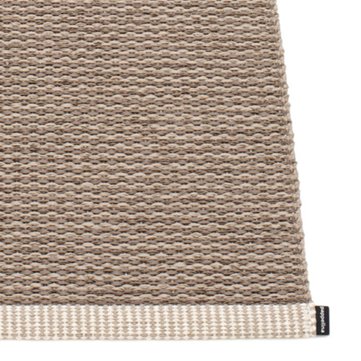 Mono Mud & Dark Mud Rug by Pappelina, showing closeup view of mono mud & dark mud rug.