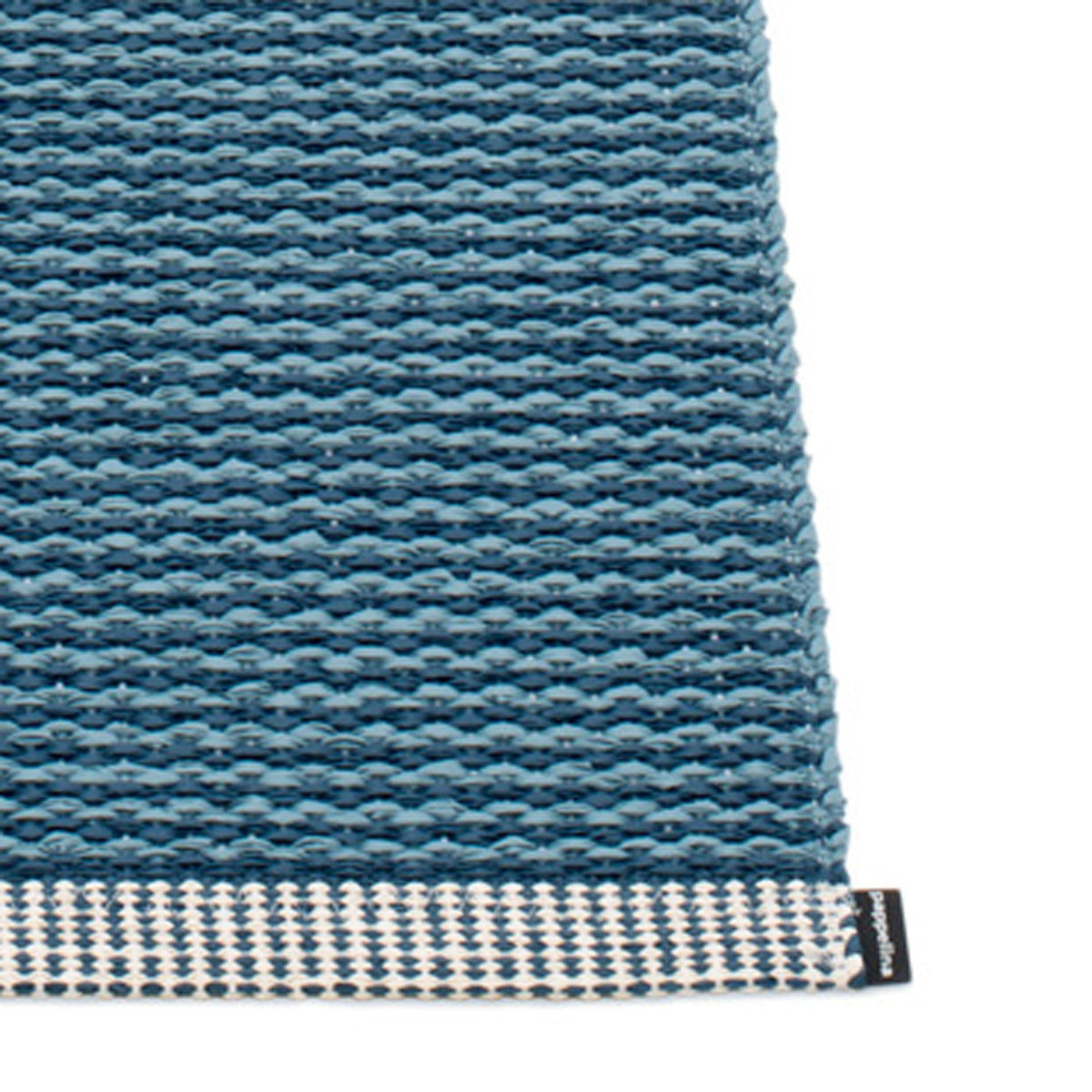 Mono Ocean Blue Runner Rug by Pappelina, showing closeup view of mono ocean blue runner rug.